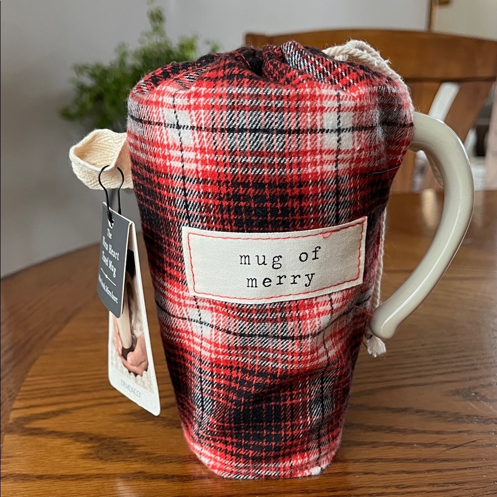 Demdaco Warm Heart Travel Mug with Cozy Plaid Cover